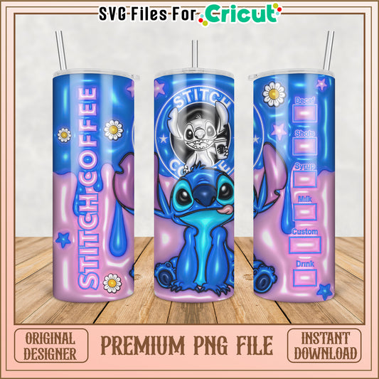 Stitch Coffee Tumbler PNG Design for Cricut Crafting Fun