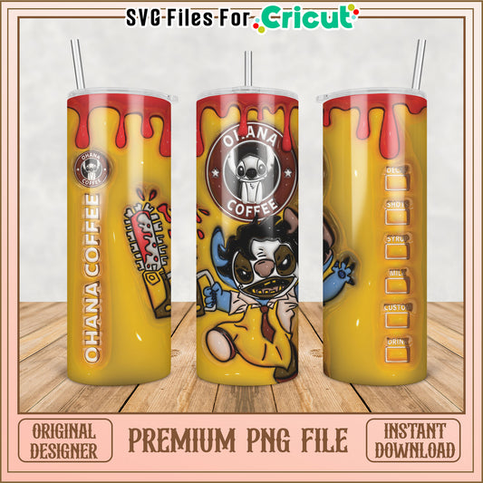 Stitch Coffee Tumbler PNG Sublimation Design
