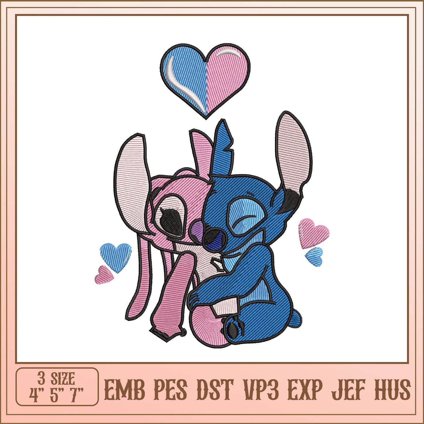 Stitch Couple Embroidery Design