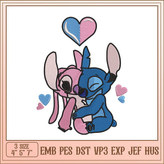 Stitch Couple Embroidery Design