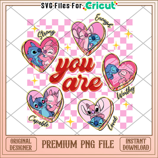 Stitch Couple PNG You Are Enough Design