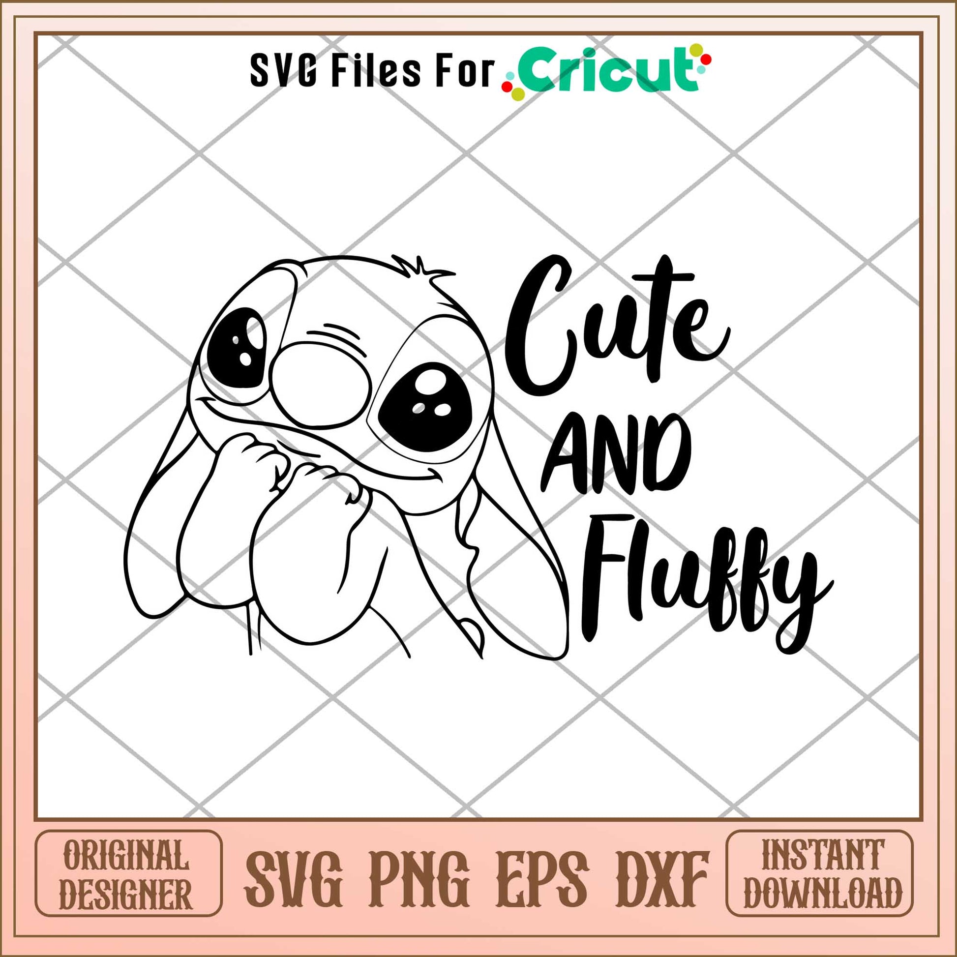 Stitch Cute and Fluffy coloring  Svg,  Disney characters svg, digital dowload