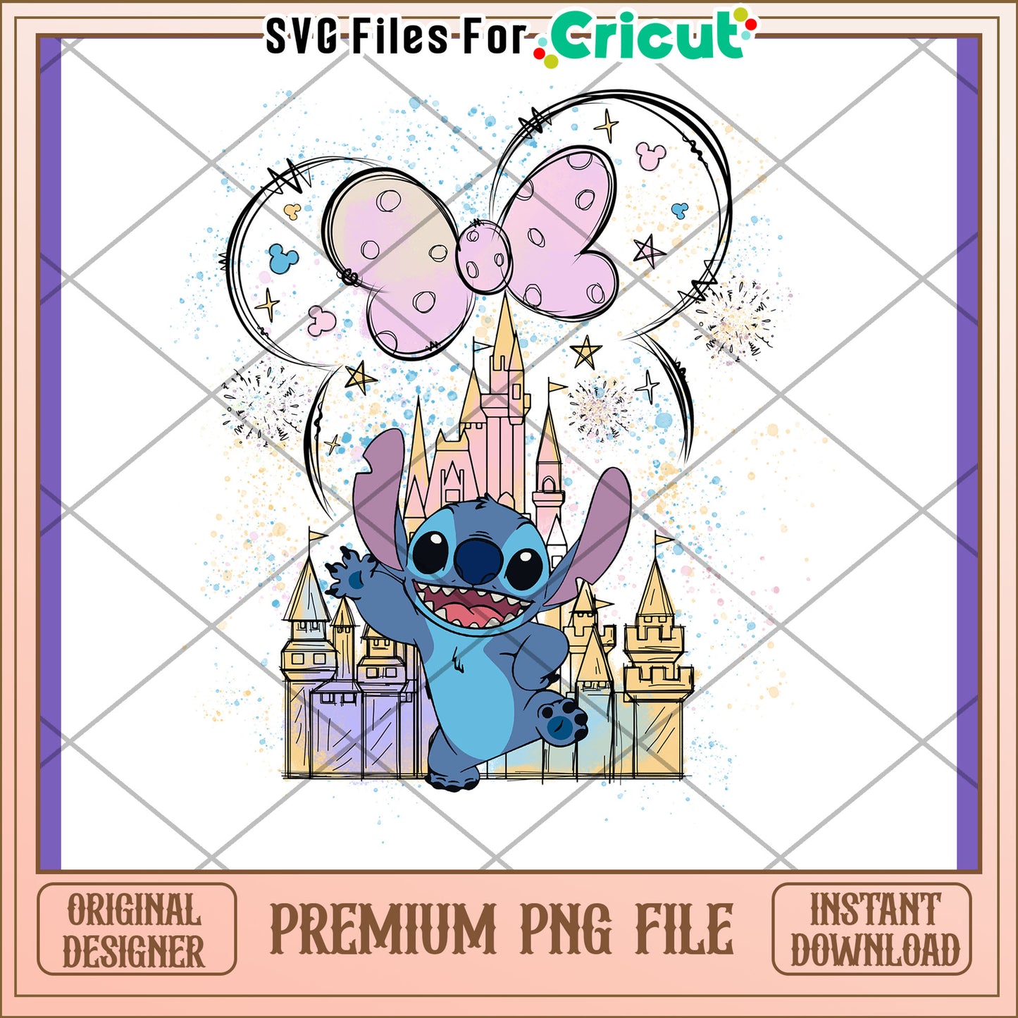 Stitch Disney Castle PNG Sublimation