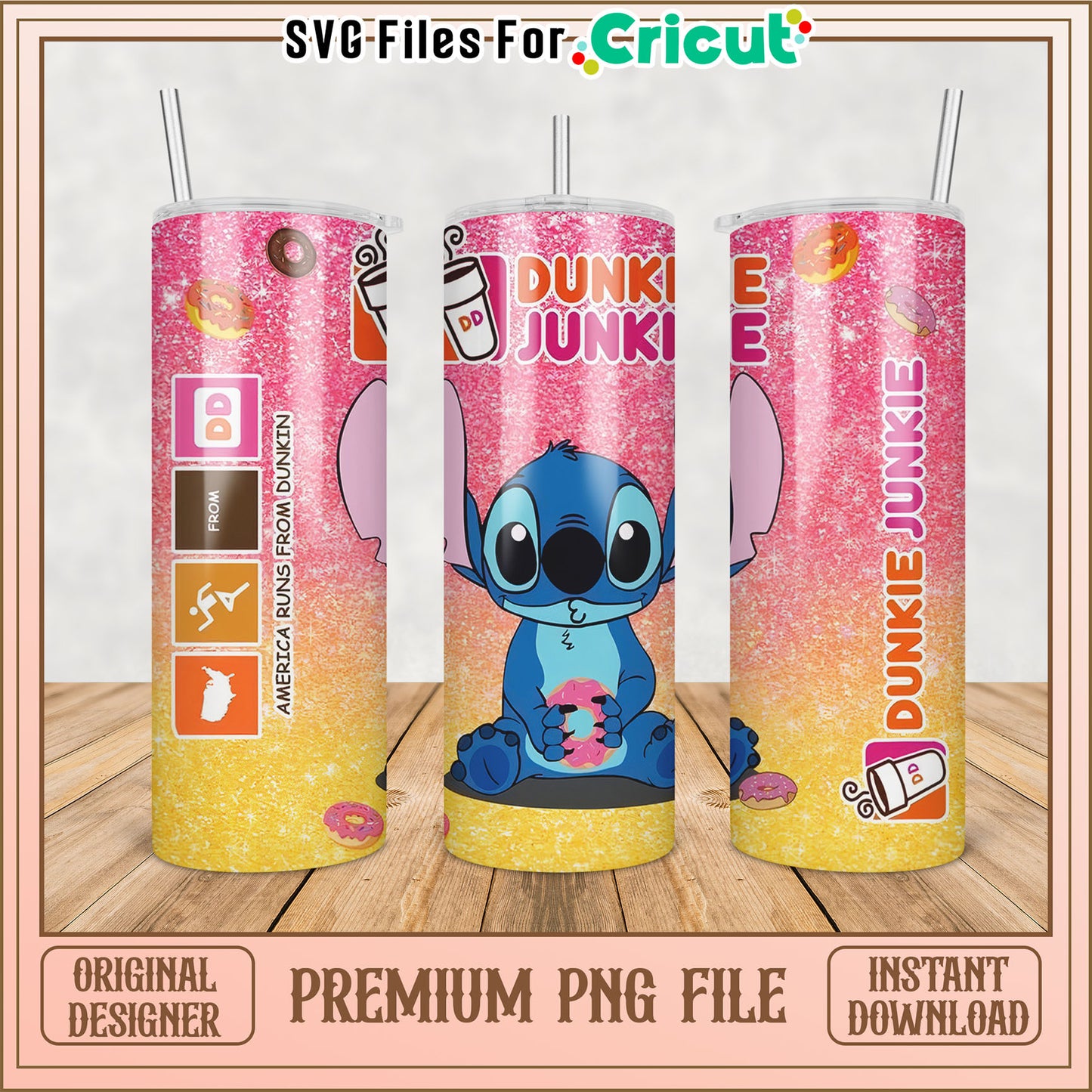 Stitch Dunkin Donuts Tumbler PNG