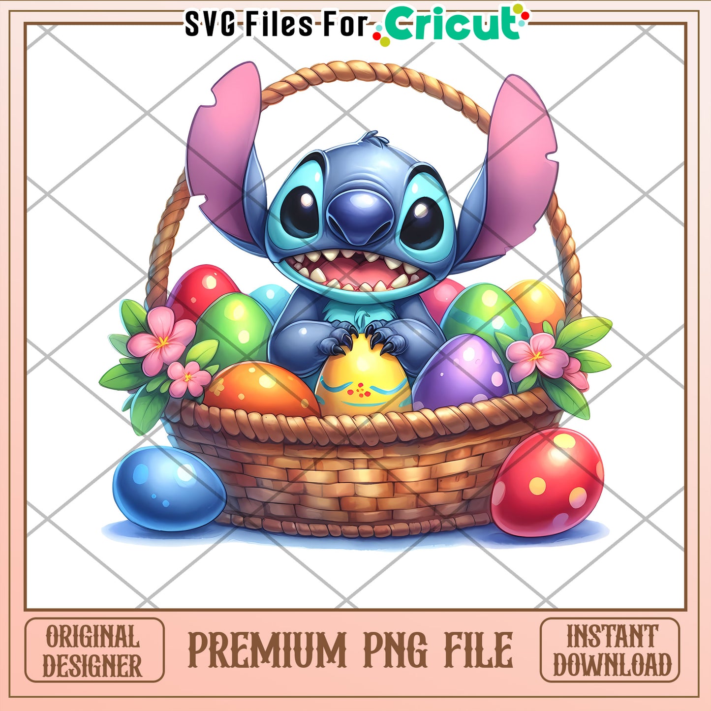 Stitch Easter Basket PNG Instant Download