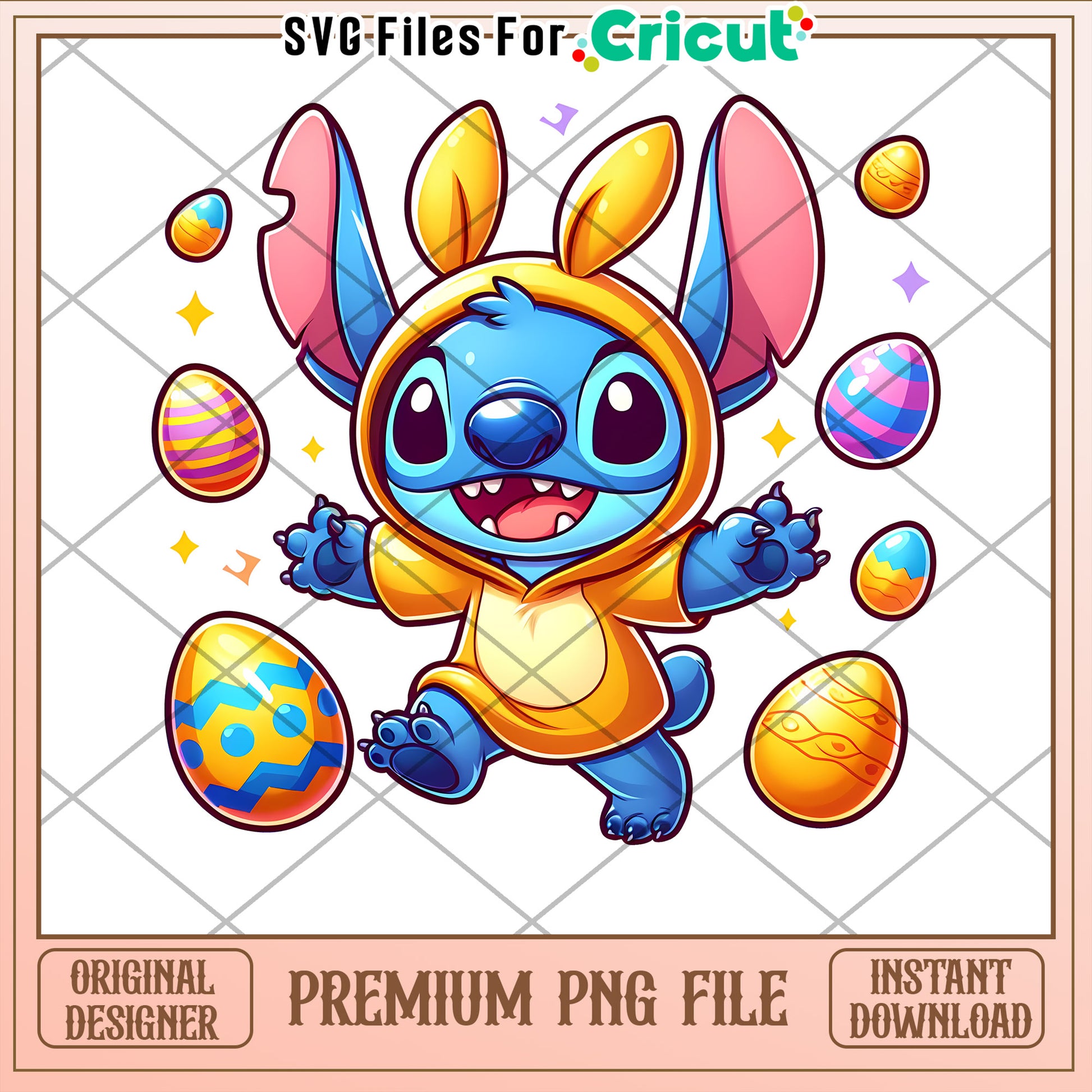 Stitch Easter Bunny PNG Instant Download