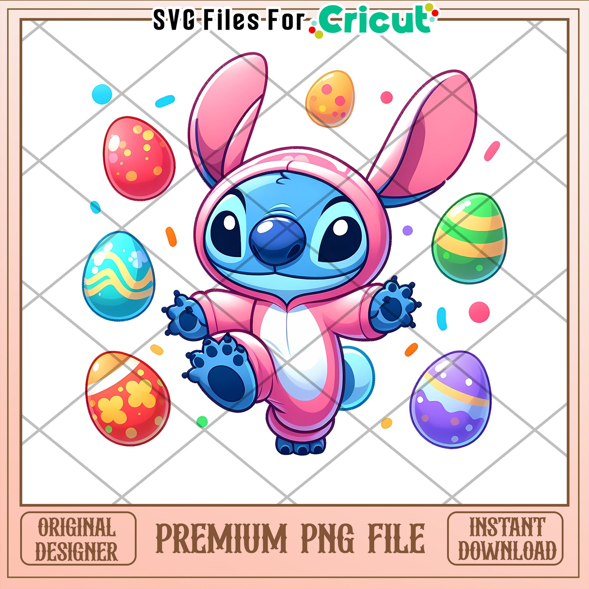 Stitch Easter Bunny PNG, Instant Download