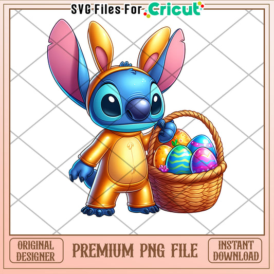 Stitch Easter PNG Bunny Costume & Eggs