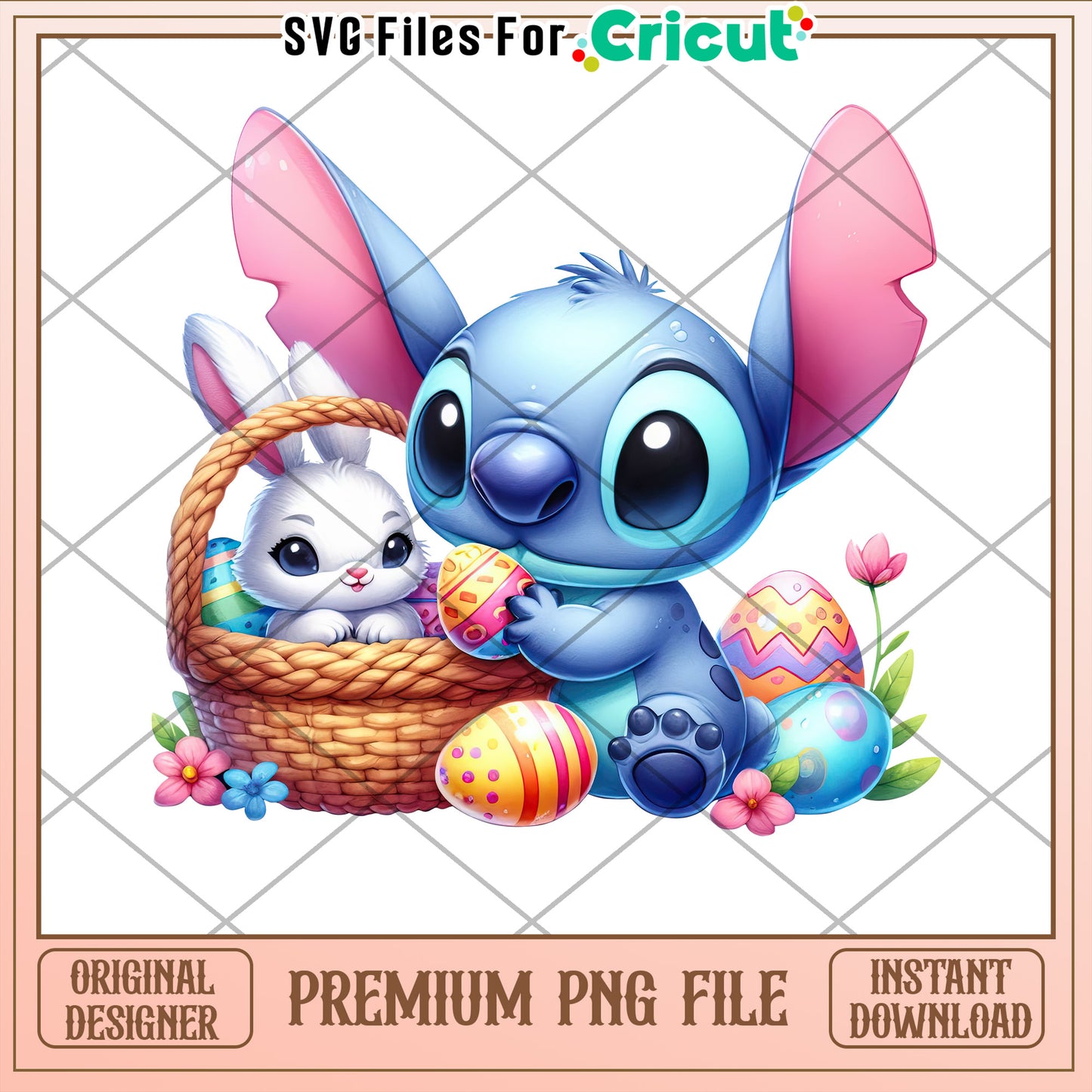 Stitch Easter PNG Bunny & Eggs