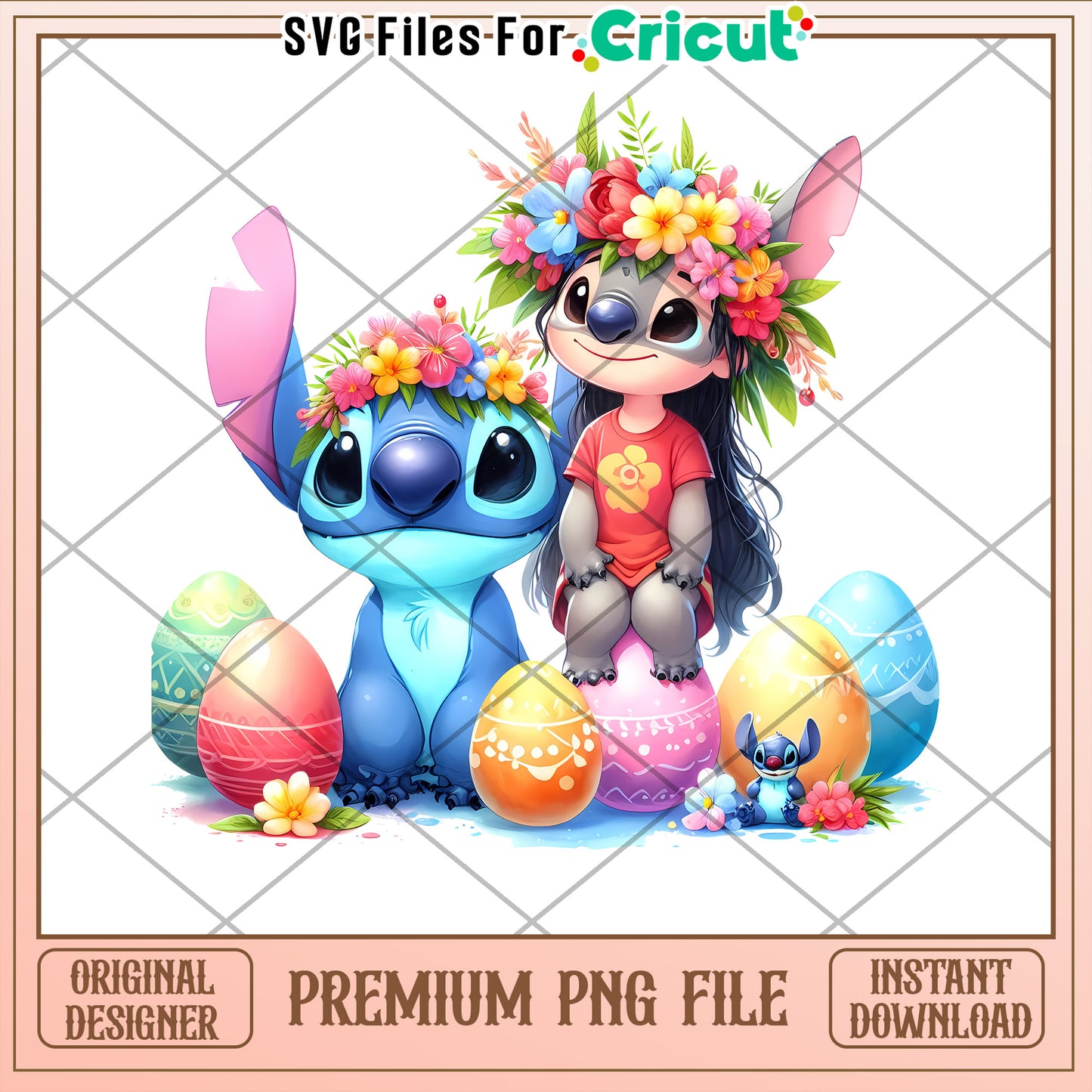 Stitch Easter PNG Cute Floral Design