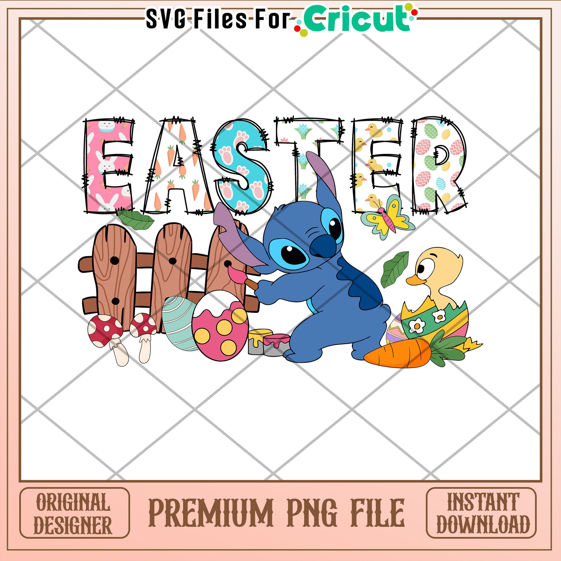 Stitch Easter PNG Design Instant Download