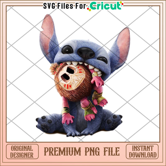 Stitch Eating Coconut Creature PNG