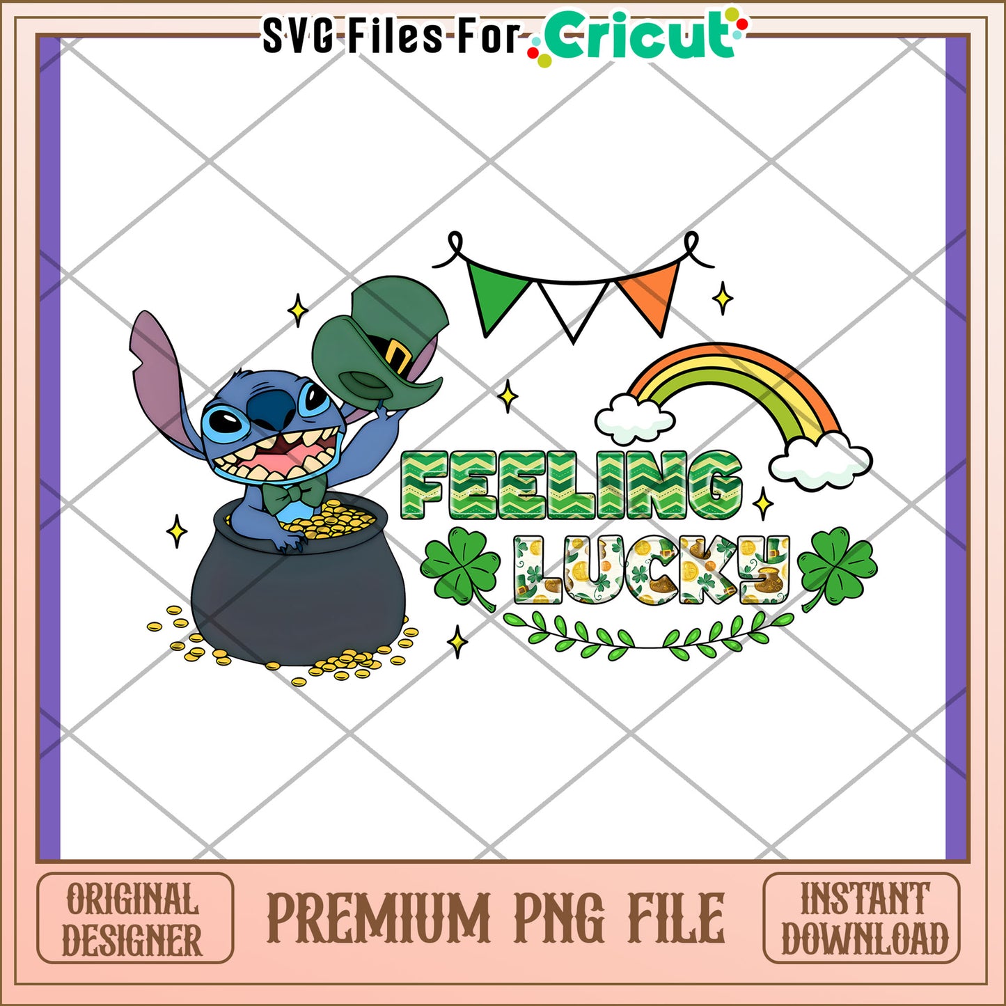 Stitch Feeling Lucky St Patricks Day PNG