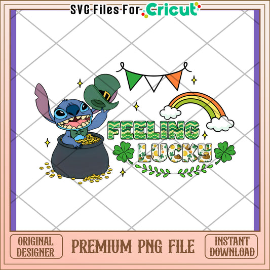 Stitch Feeling Lucky St Patricks Day PNG