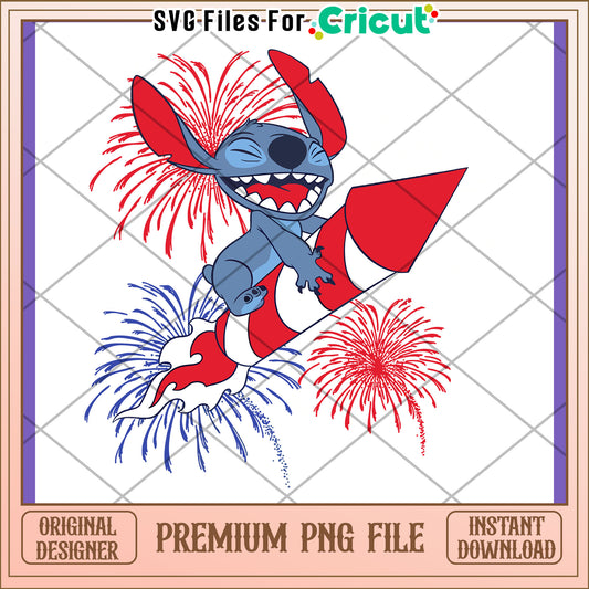 Stitch Fireworks PNG 4th of July Design
