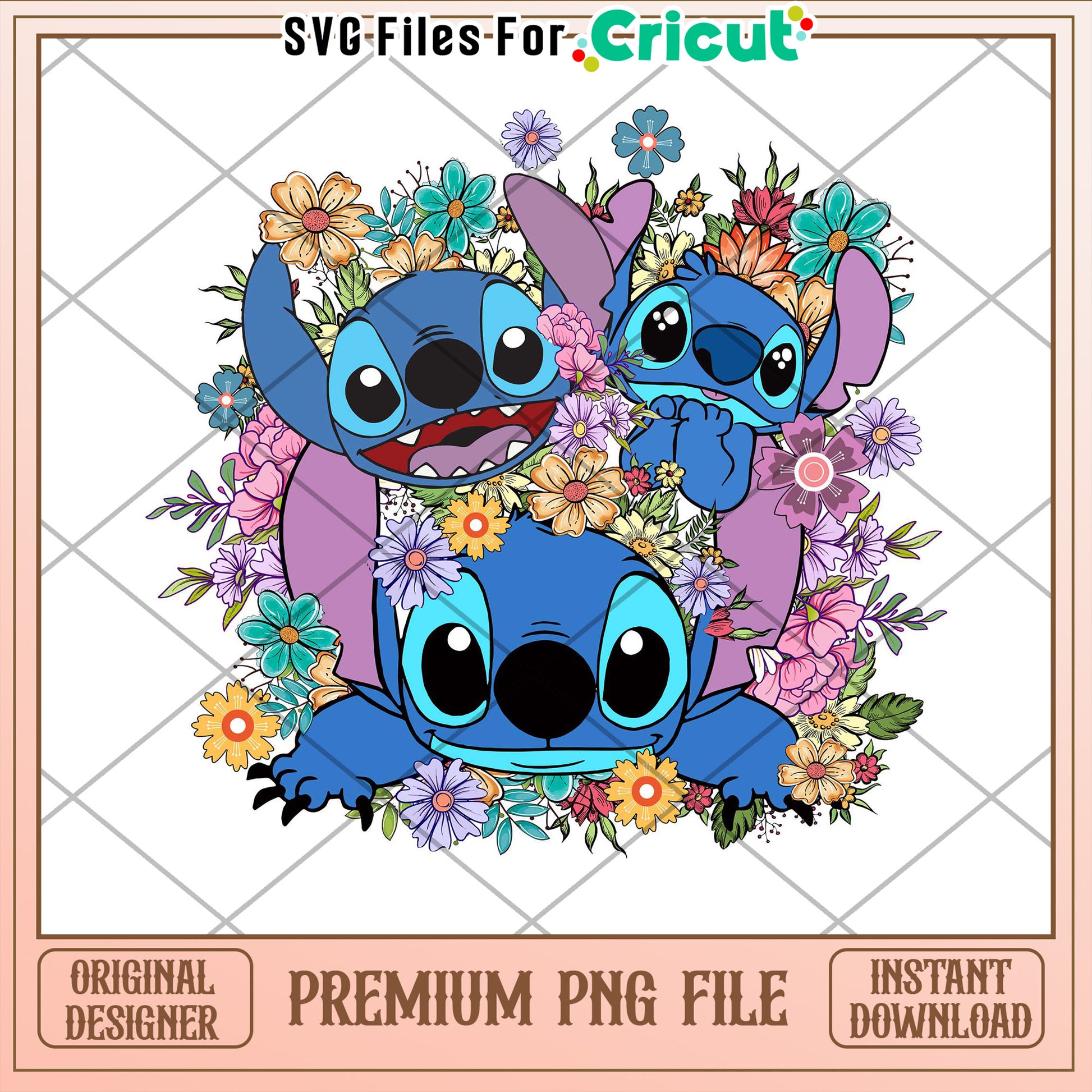 Stitch Floral PNG Cricut Design