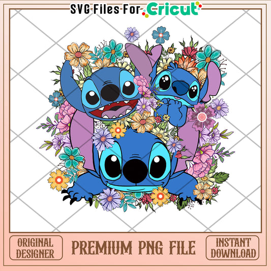 Stitch Floral PNG Cricut Design