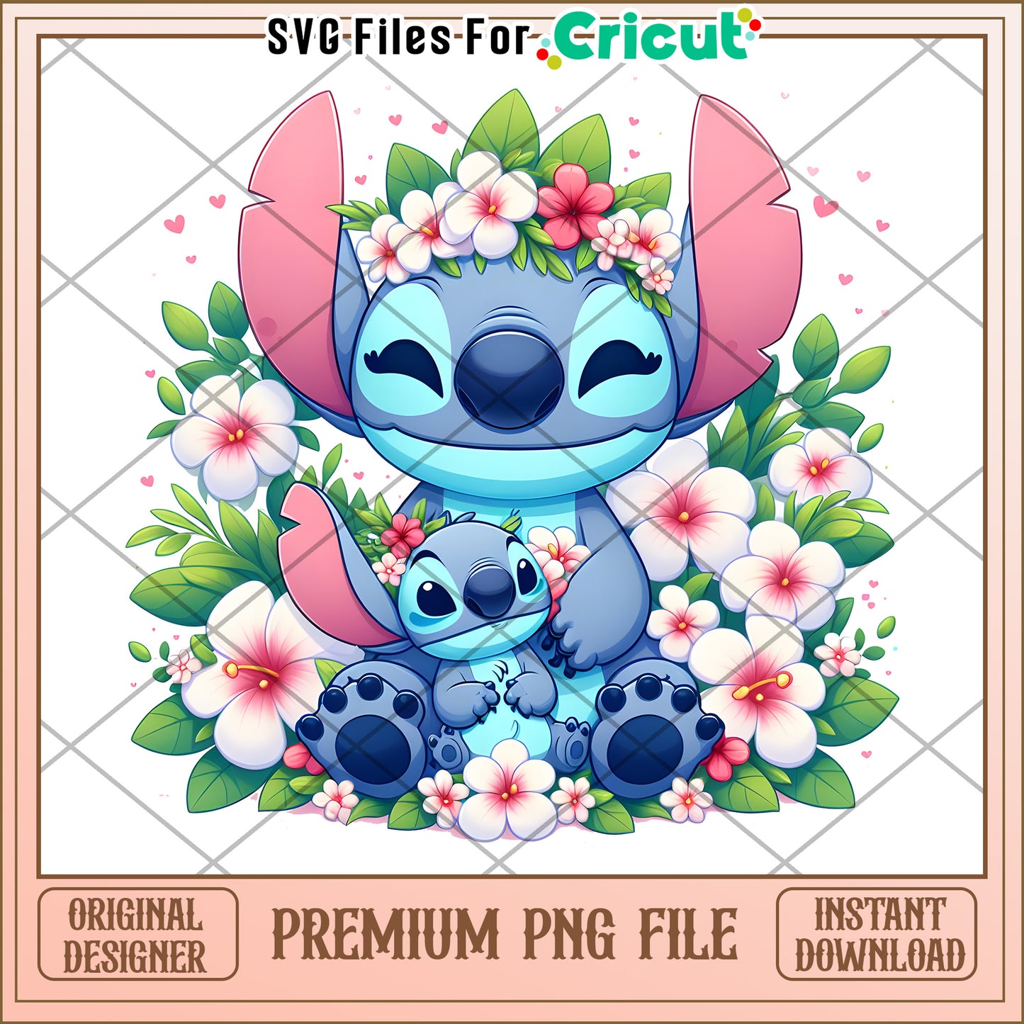 Stitch Floral PNG Cricut Download