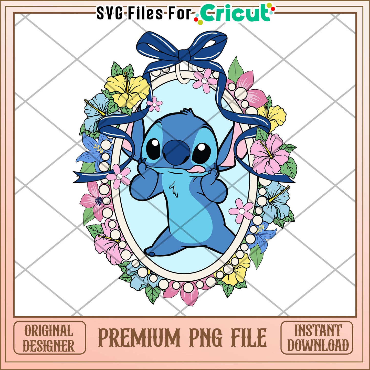 Stitch Floral PNG Image Instant Download