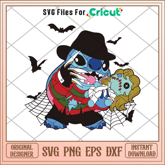 Stitch Freddy Krueger Svg, Disney characters svg, Digital Download