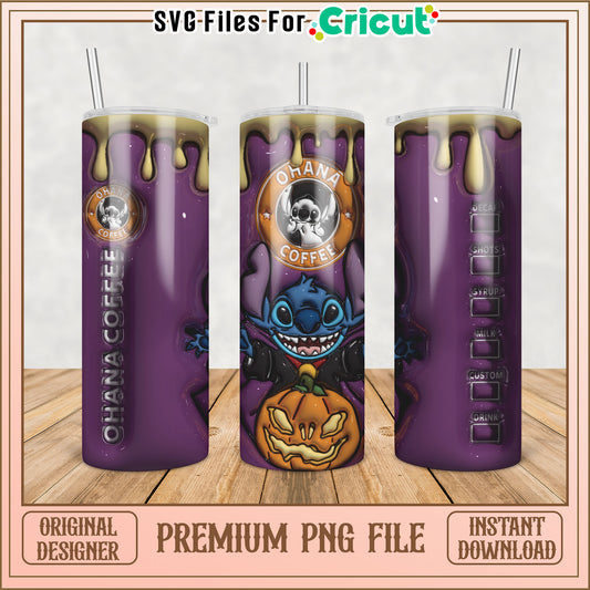Stitch Halloween Coffee Tumbler PNG