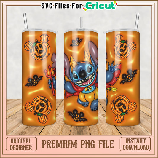 Stitch Halloween Pumpkin Tumbler PNG
