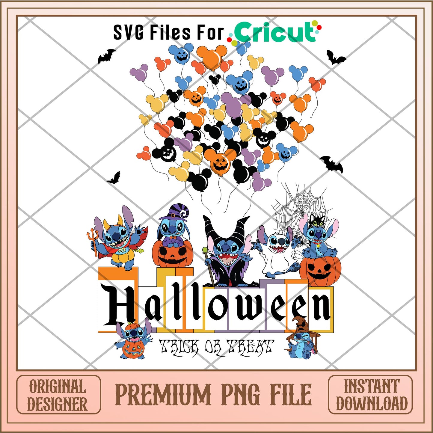 Stitch Halloween Trick or Treat png, Disney characters png, Digital Download