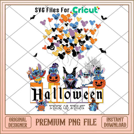 Stitch Halloween Trick or Treat png, Disney characters png, Digital Download