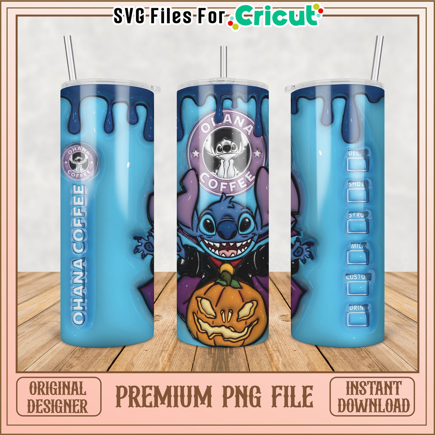 Stitch Halloween Tumbler PNG Sublimation Design