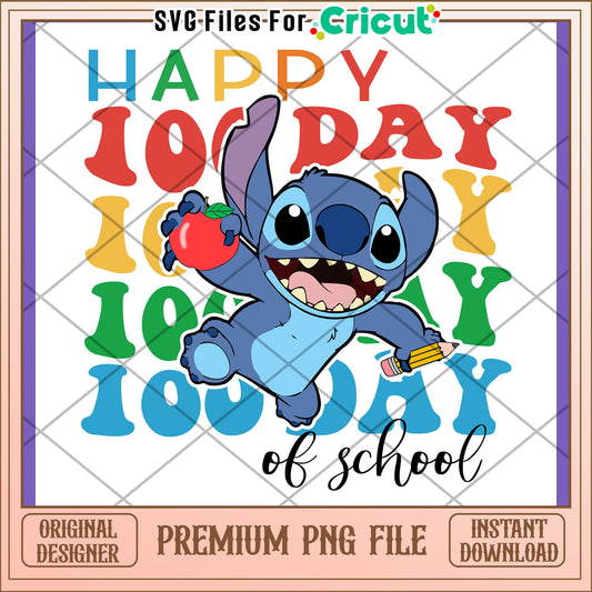 Stitch Happy 100th Day of School PNG