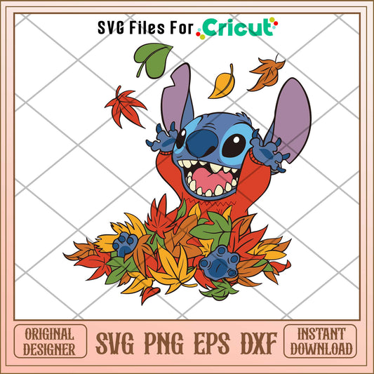 Stitch Happy Fall Autumn svg,  Disney characters svg, Digital Download