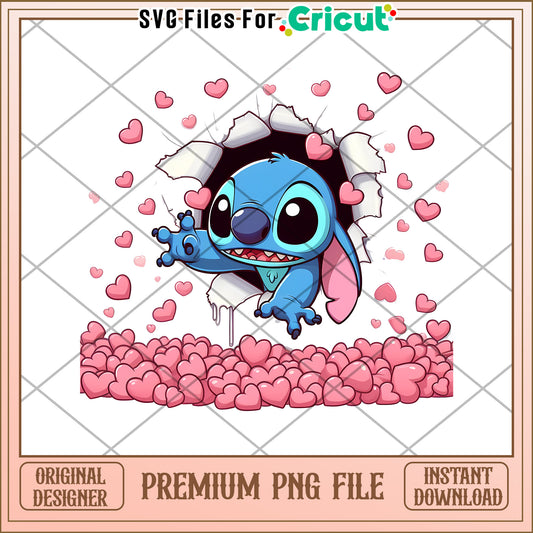 Stitch Hearts PNG Cricut File