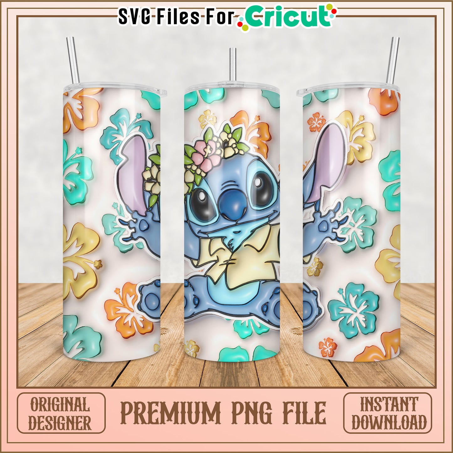 Stitch Hibiscus Tumbler PNG Design