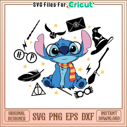 Stitch Hogwarts SVG, PNG, EPS, DXF