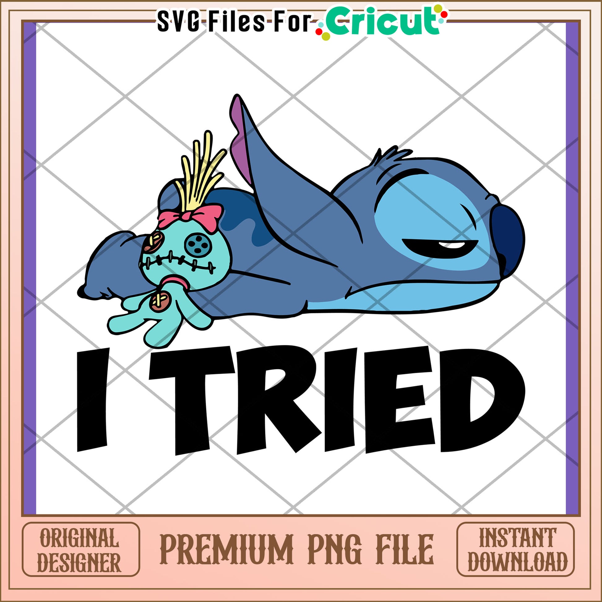 Stitch I Tried PNG Design