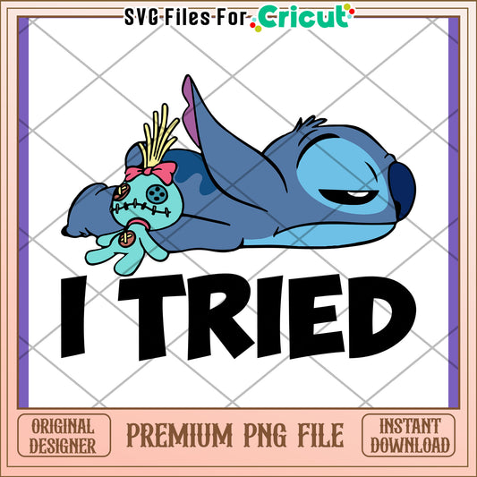 Stitch I Tried PNG Design