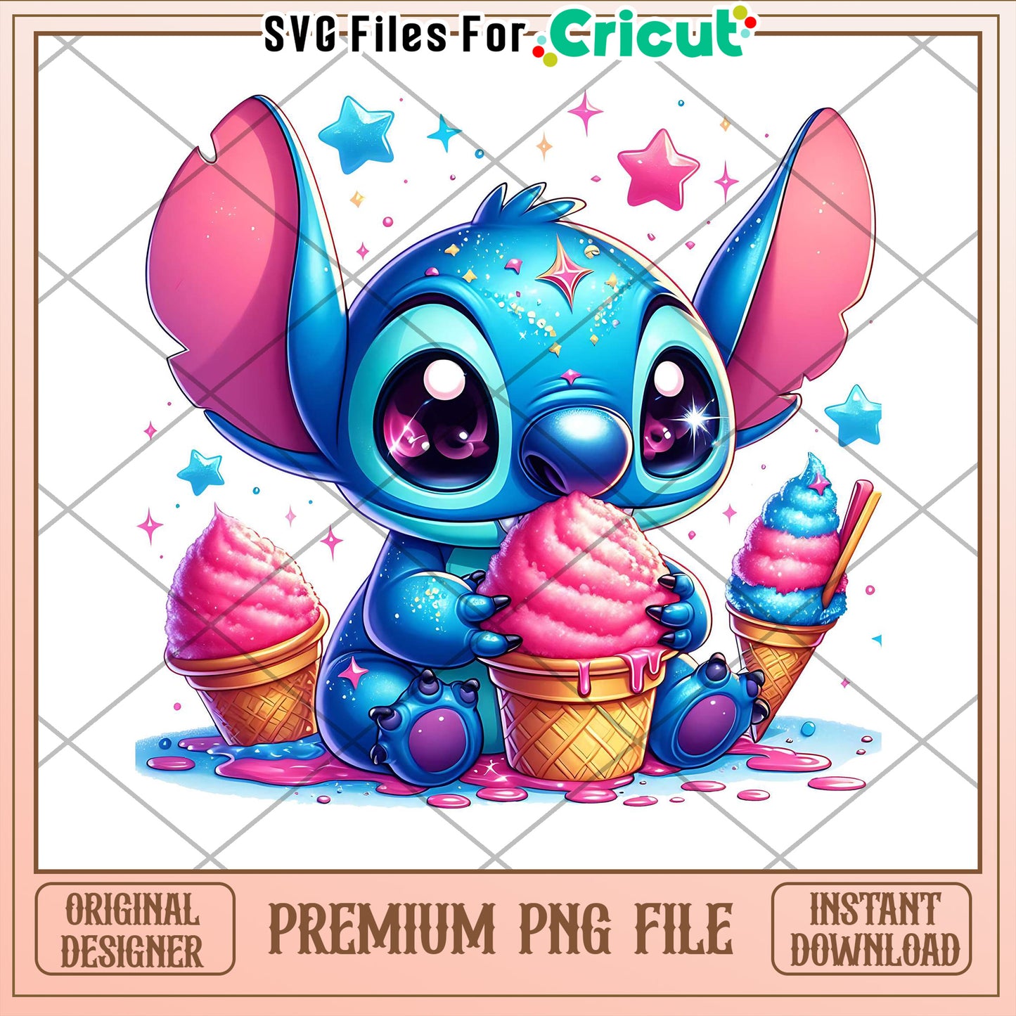 Stitch Ice Cream PNG Cute Cricut Design