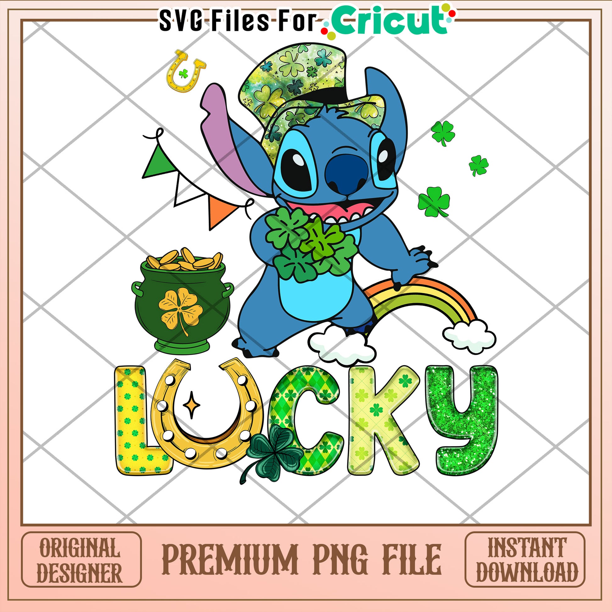 Stitch Lucky Charms St Patricks PNG