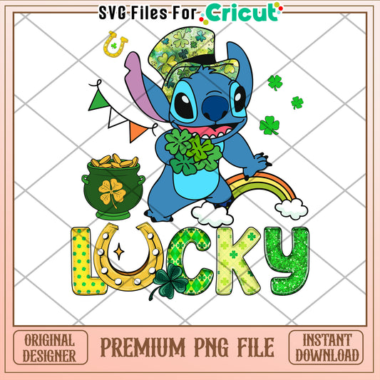 Stitch Lucky Charms St Patricks PNG