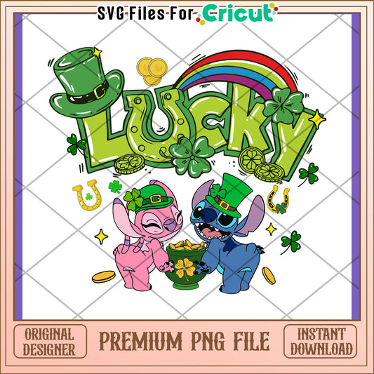 Stitch Lucky St Patricks Day PNG