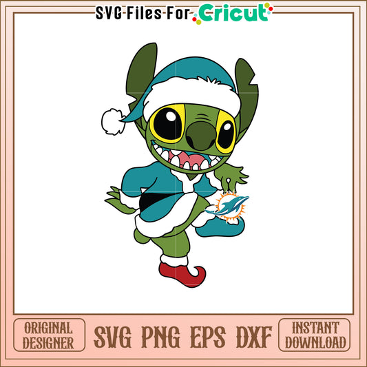 Stitch Miami Dolphins Christmas SVG