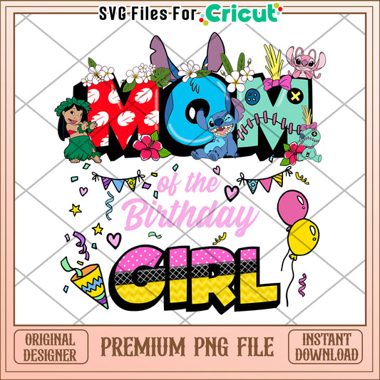 Stitch Mom Birthday Girl PNG