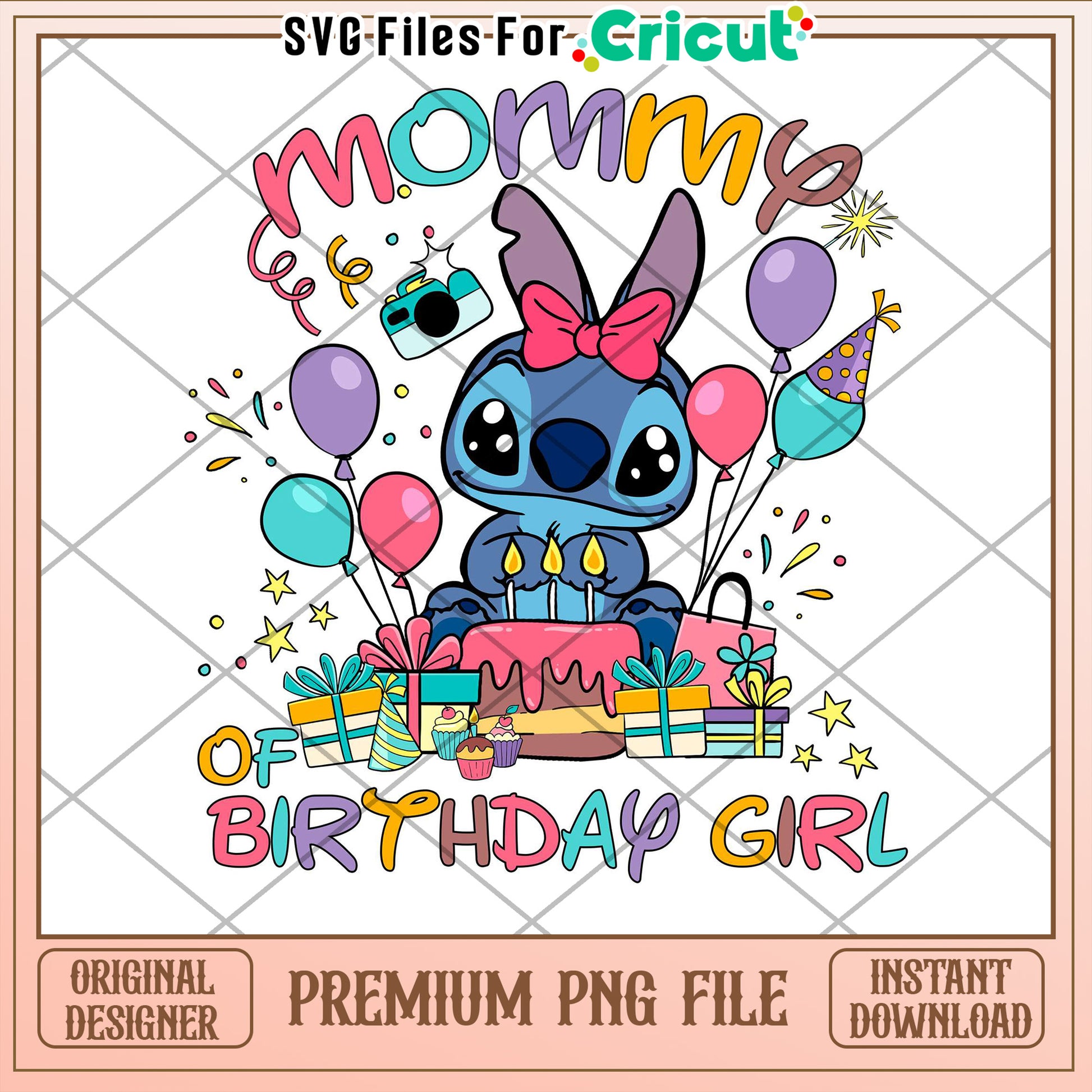 Stitch Mommy Birthday Girl PNG