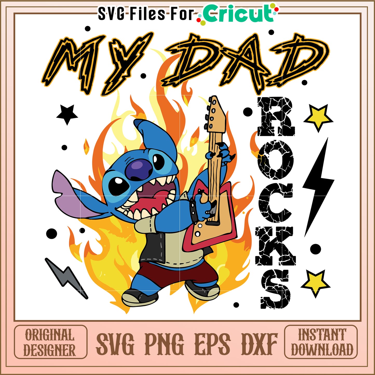 Stitch My Dad Rocks SVG Design