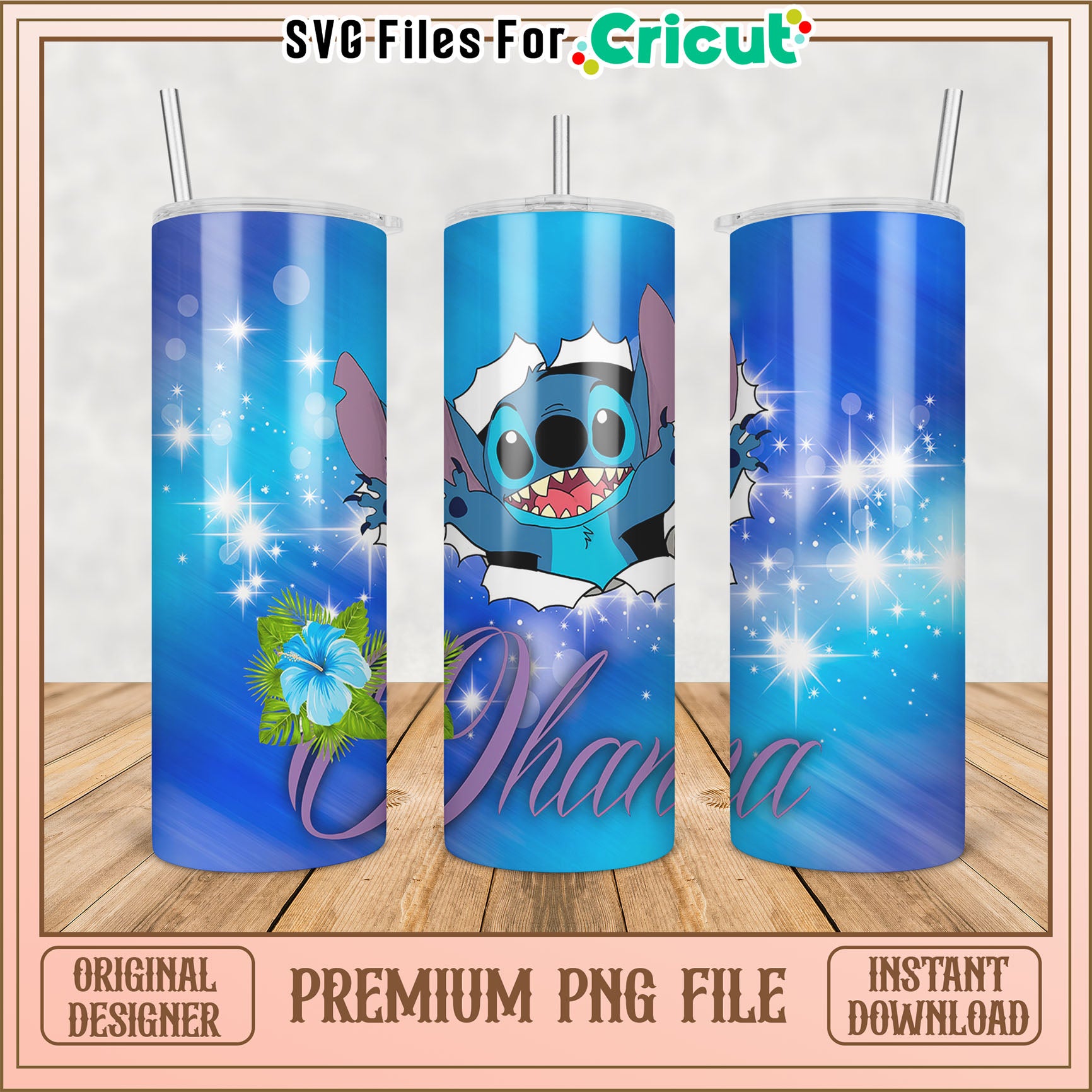 Stitch Ohana Tumbler PNG Design