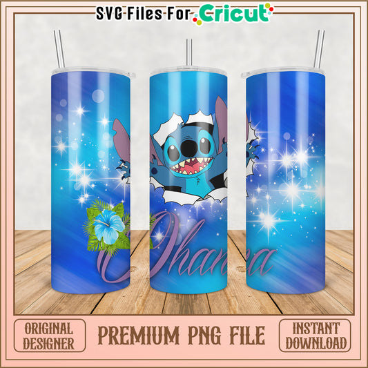 Stitch Ohana Tumbler PNG Design