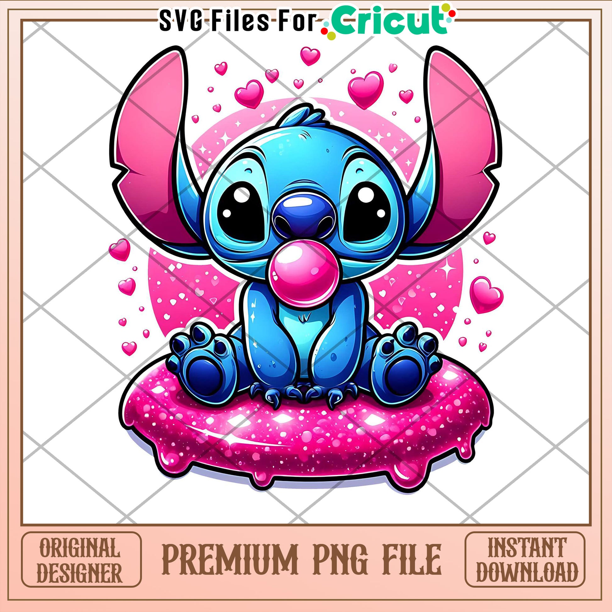 Stitch PNG Cute Bubblegum Design