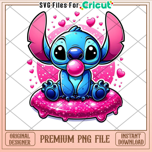 Stitch PNG Cute Bubblegum Design