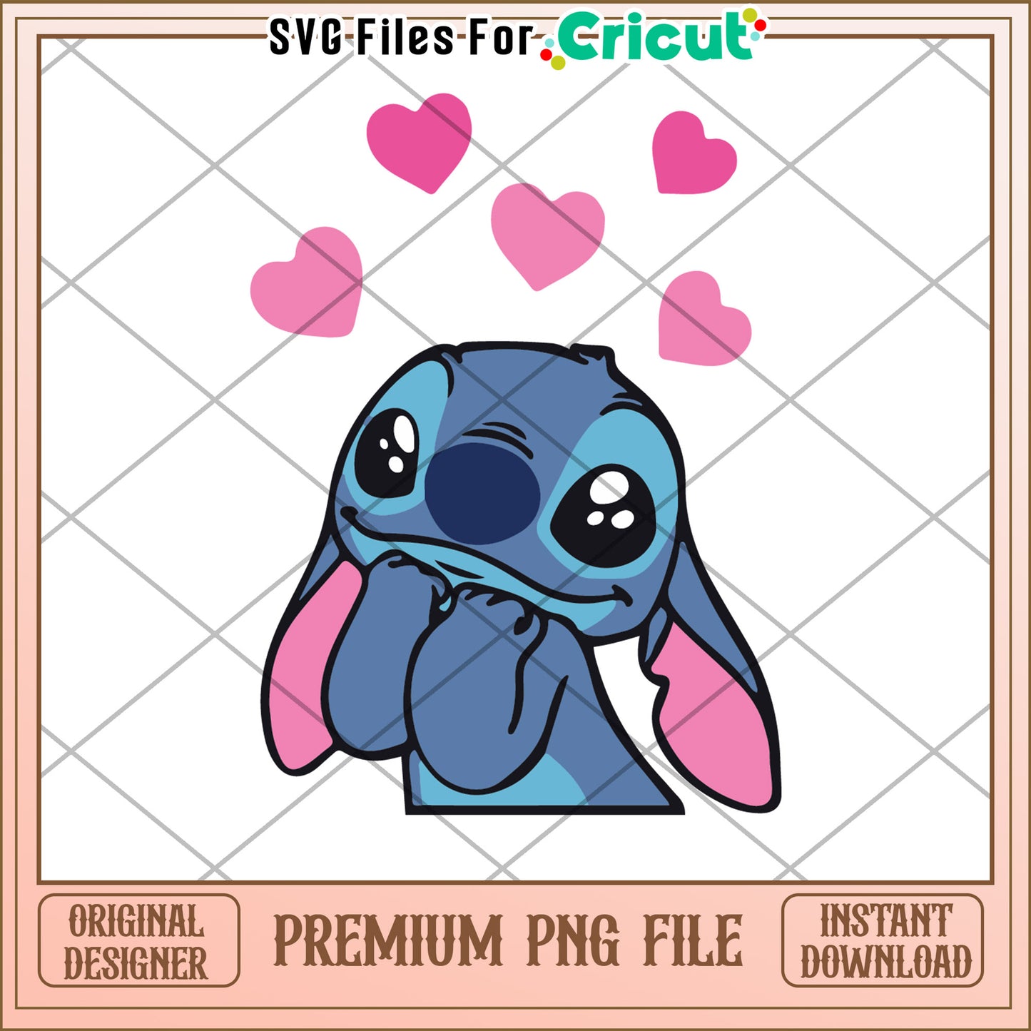 Stitch PNG Cute Hearts Design