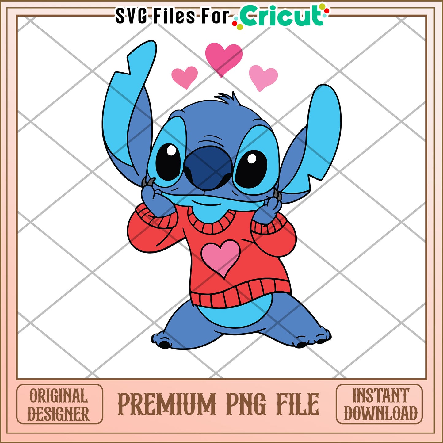 Stitch PNG Cute Valentine's Day Design